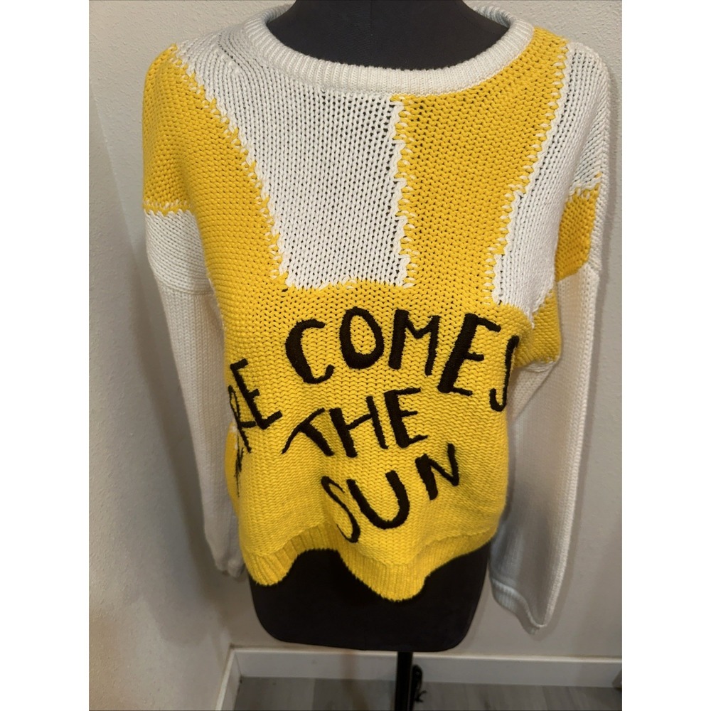 Alice + Olivia The Beatles Here Comes The Sun Leena Knit Sweater Womens S Crop - Picture 3 of 10